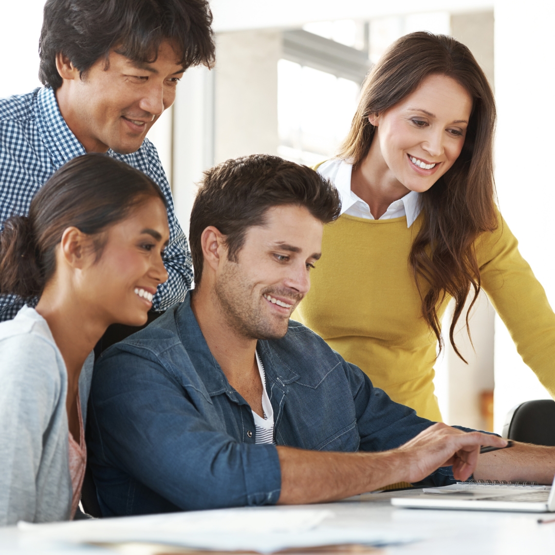 group of professionals looking at something